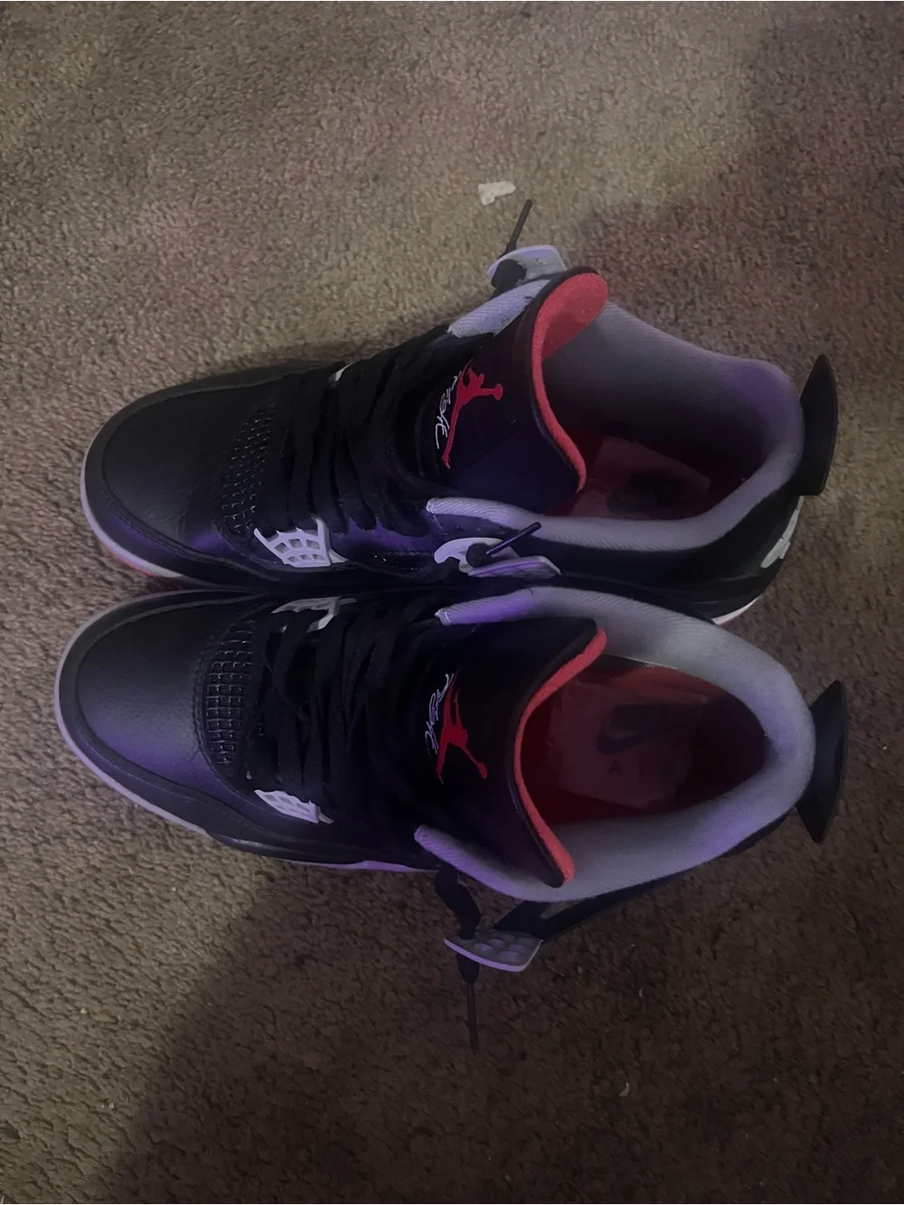 Air Jordan Mens' Retro 4 Basketball Shoes - Black/Red